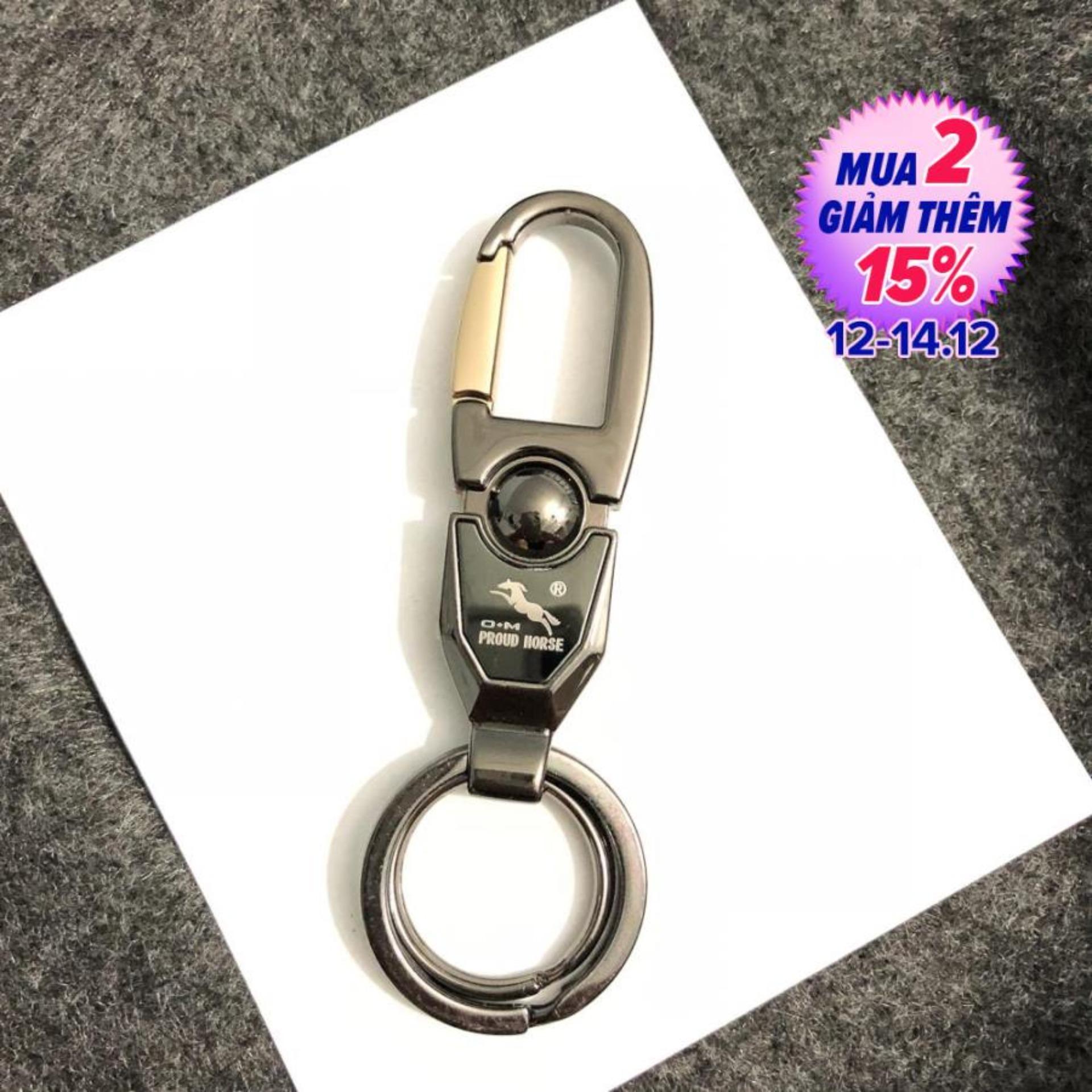 Móc khóa PROUD HORSE OM020 - Móc Khóa Gài Thắt Lưng Cao Cấp Móc Khóa Thép Móc Khóa Ô Tô Xe Máy - Xám
