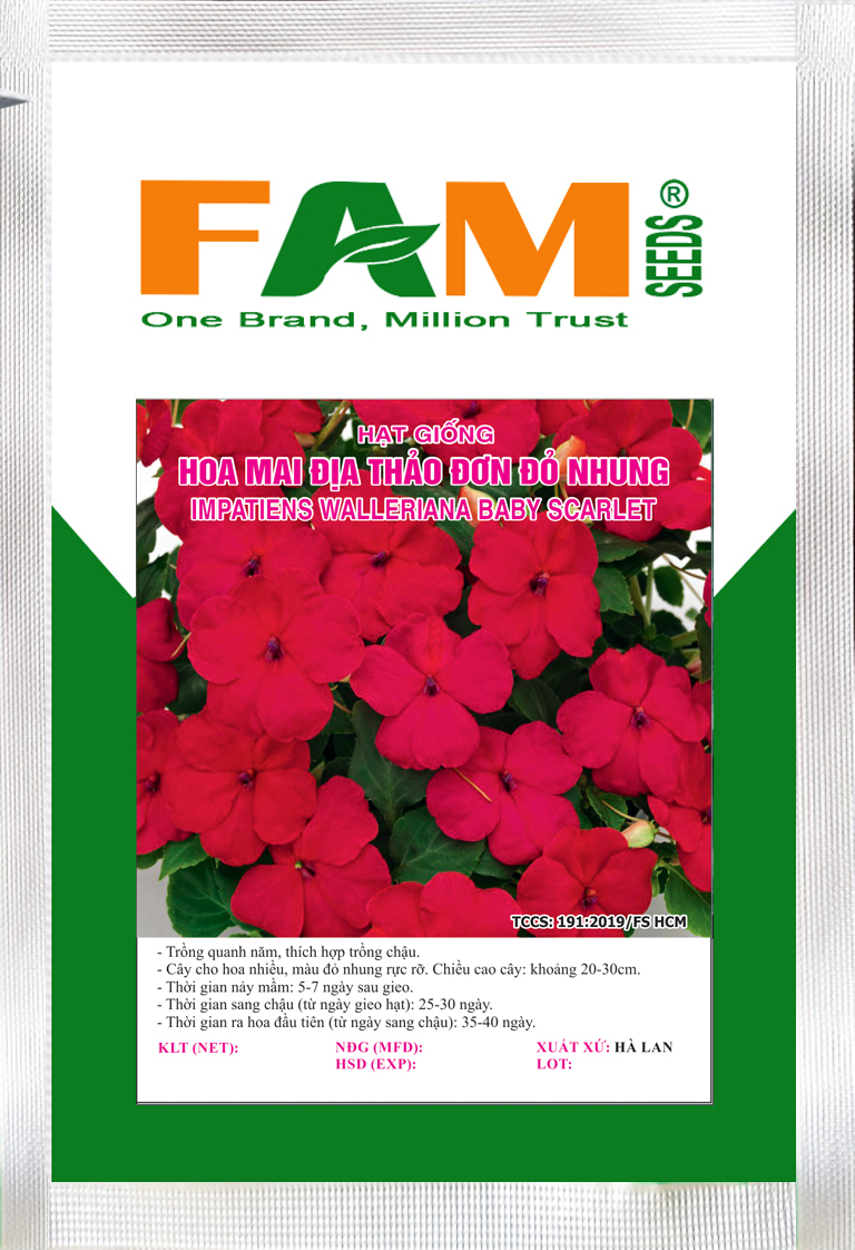 [HCM]Hạt Giống Hoa Mai Địa Thảo Đơn Đỏ Nhung - Gói 20 Hạt