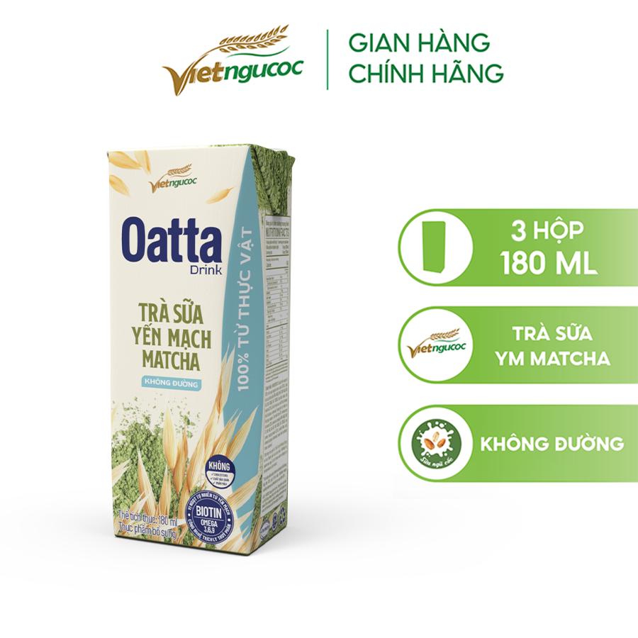 Thùng 36 Hộp Trà Sữa Yến Mạch Matcha OATTA Drink Không Đường 180ml