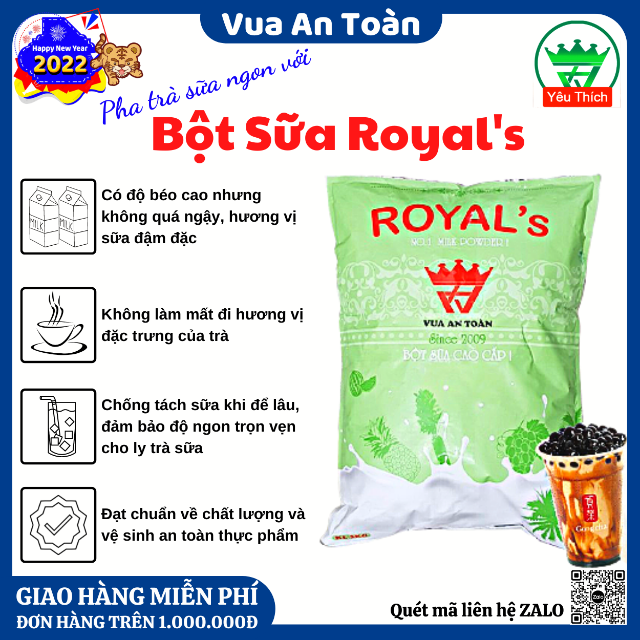 Bột Béo, Bột Kem Béo Thực Vật, Bột Sữa Royal's Cao Cấp 5kg Pha Tất Cả Các Loại Trà Sữa