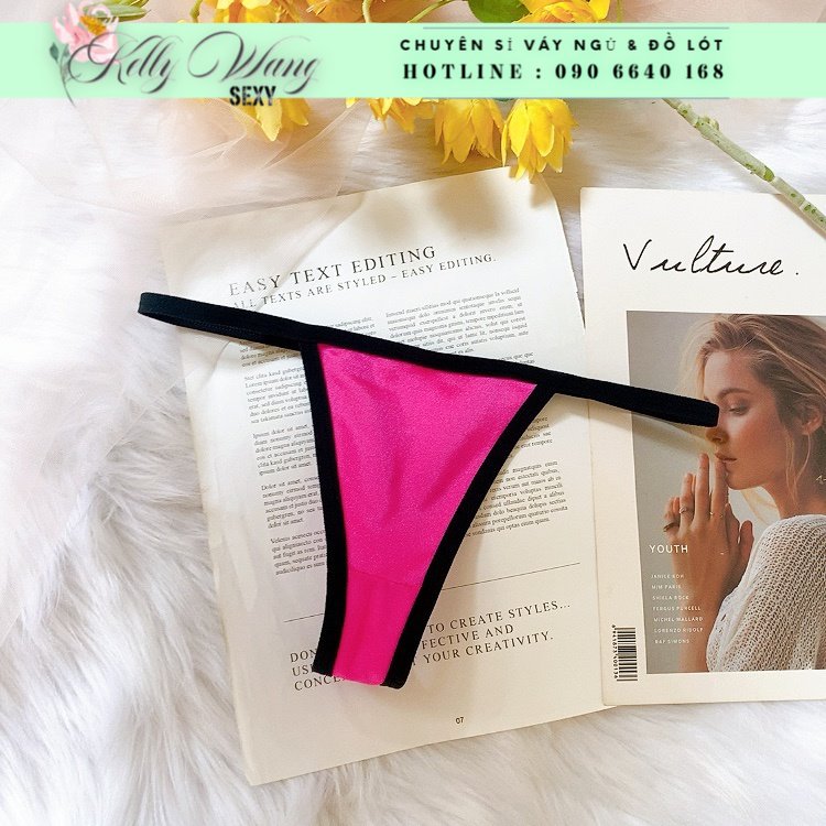 Ck066 quần lót t-string thun su cao cấp phối ren kelly wang
