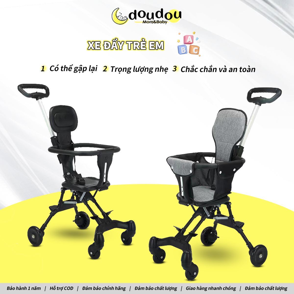 Xe Đẩy Cho Bé Xe Đẩy Gấp Gọn Em Bé Di Du Lịch Siêu Gọn Nhẹ Xe đẩy gấp gọn mái che tuỳ chỉnh