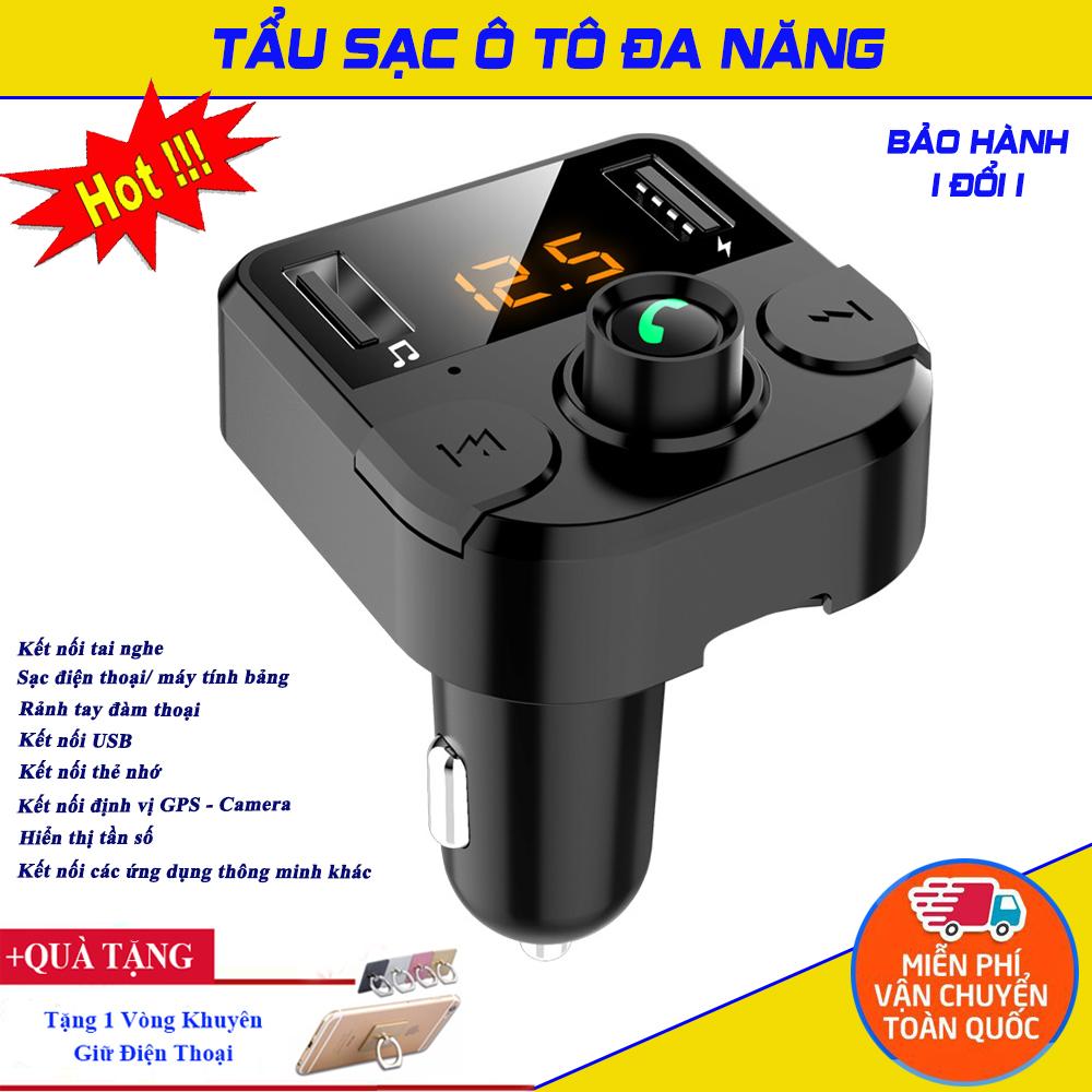Bộ Sạc Xe Hơi, Đầu Sạc Điện Thoại Trên Ô Tô, Bộ chia tẩu sạc xe hơi cao cấp, Tẩu Sạc Ô Tô Thông Minh Đa Năng Kết Nối Bluetooth, Định Vị GPS, Nghe Nhạc, FM, Sạc Pin, Nghe Điện Thoại Rảnh Tay-Sang Trọng Nhỏ Gọn. Mua 1 Tặng 1.