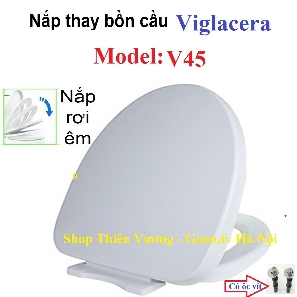 Nắp bồn cầu Viglacera V45, Có nắp chính hãng