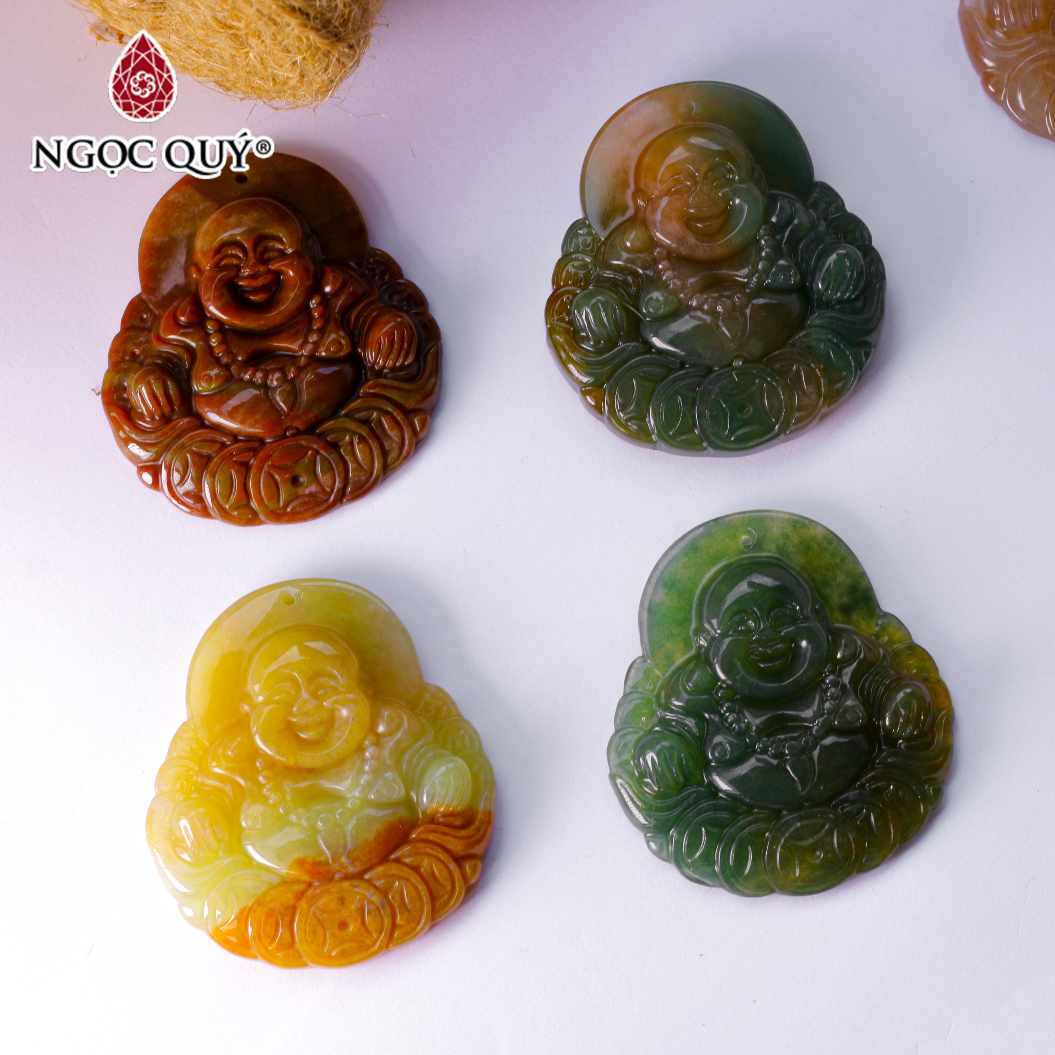 Mặt dây chuyền Phật Di Lặc đá Chalcedony - Ngọc Quý Gemstones