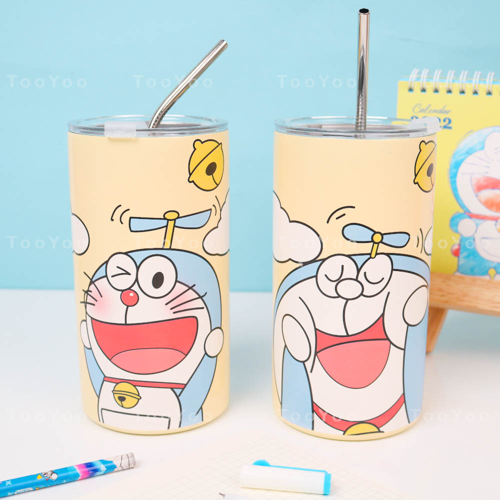 Ly giữ nhiệt Doraemon kèm ống hút dễ thương cute TooYoo BK00317
