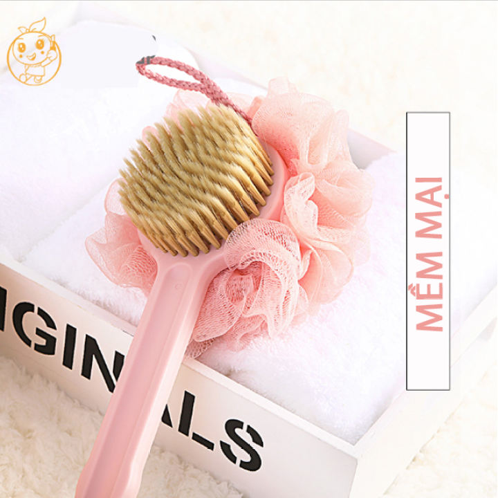 [HCM](MỀM MẠI) CỌ LƯNG KÈM BÔNG TẮM MỀM MẠI CÁN NHỰA SIÊU TIỆN LỢI HÀNG NHẬT - Cây bông tắm có cán chà lưng Cọ lưng có tay cầm - Cọ lưng cán dài mềm mại