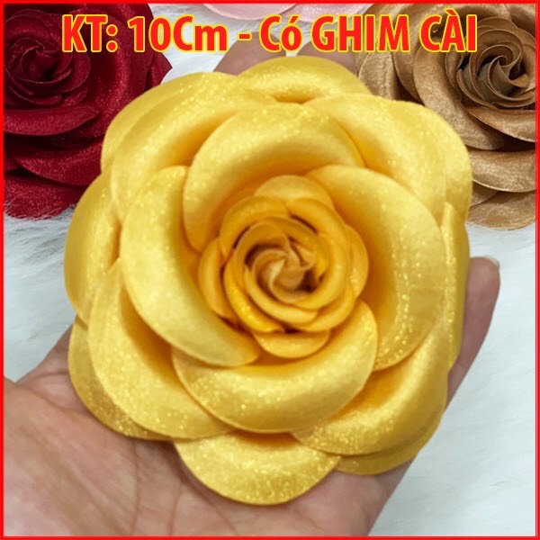 SHOPPRO - Tag  Hoa Cài Áo Vest, Cài Áo Đầm Váy - Bông Trà Lớn Cài Áo, Kiểu Cài Áo Hoa Có Ghim, Cài áo hoa handmade CH001