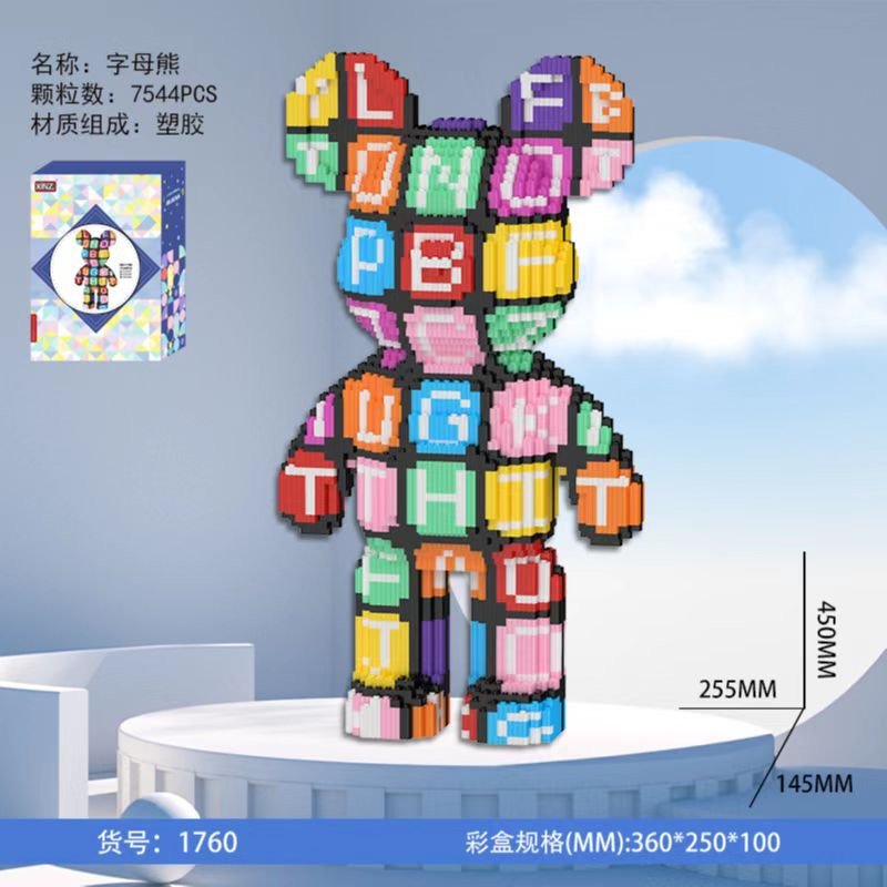 Bearbrick Chữ Cái Siêu Yêu, Mô hình lắp ráp gấu bearbrick cỡ lớn 45cm, Đồ chơi lắp ráp