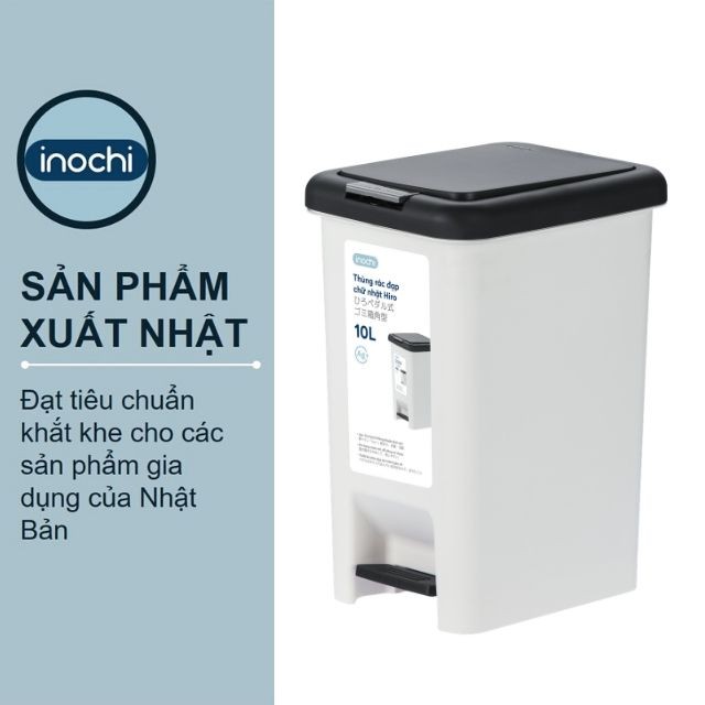 Thùng rác nhựa cao cấp đạp chân nắp đậy chữ nhật 10 lít inochi nhật bản - nhiều màu -