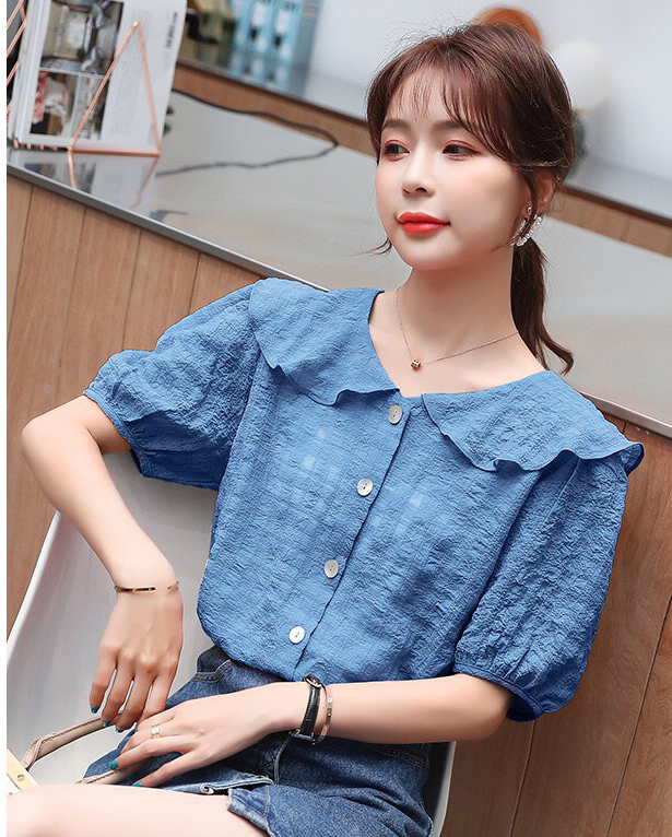 Áo Sơ Mi Nữ Kiểu - Chất Đũi Cổ Bèo Tay Phồng Thời Trang