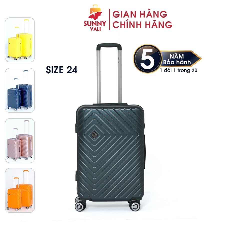 Vali kéo du lịch SUNNY SV02 size 24- Nhựa dẻo PC vân xước khóa TSA tiêu chuẩn Mỹ