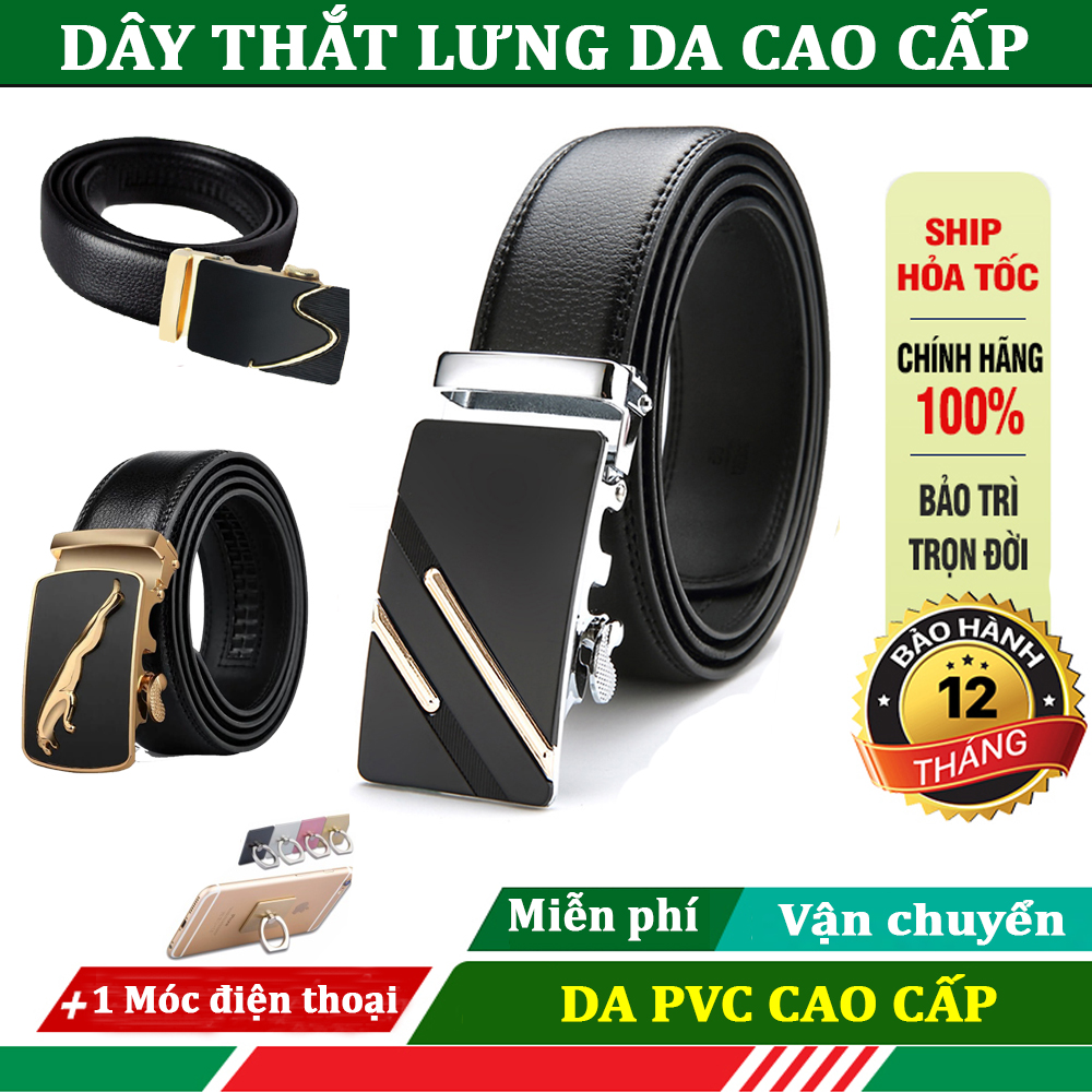 Thắt lưng nam chữ S vàng, dây nịt nam dây da khóa tự động cao cấp