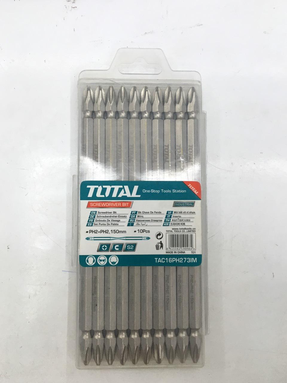 Bộ 10 mũi siết vít 2 đầu dài 150mm total tac16ph273im