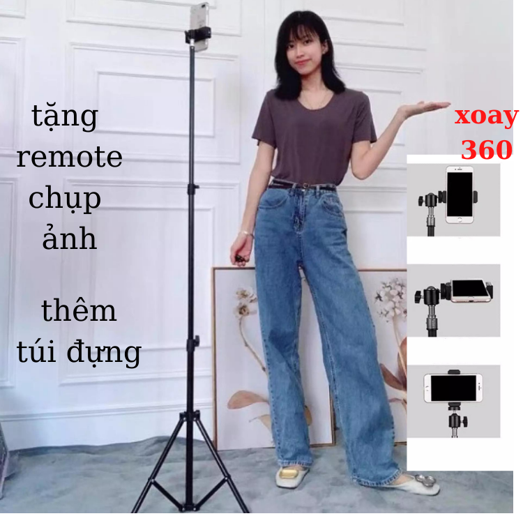 Giá đỡ điện thoại, gậy chụp hình 3 chân ,gậy livetream TikTok, Tripod 3 chân đèn livestream máy ảnh điện thoại, chân đèn livestream,chup hinh hottrend, Dậy học online, giảng bài học bài