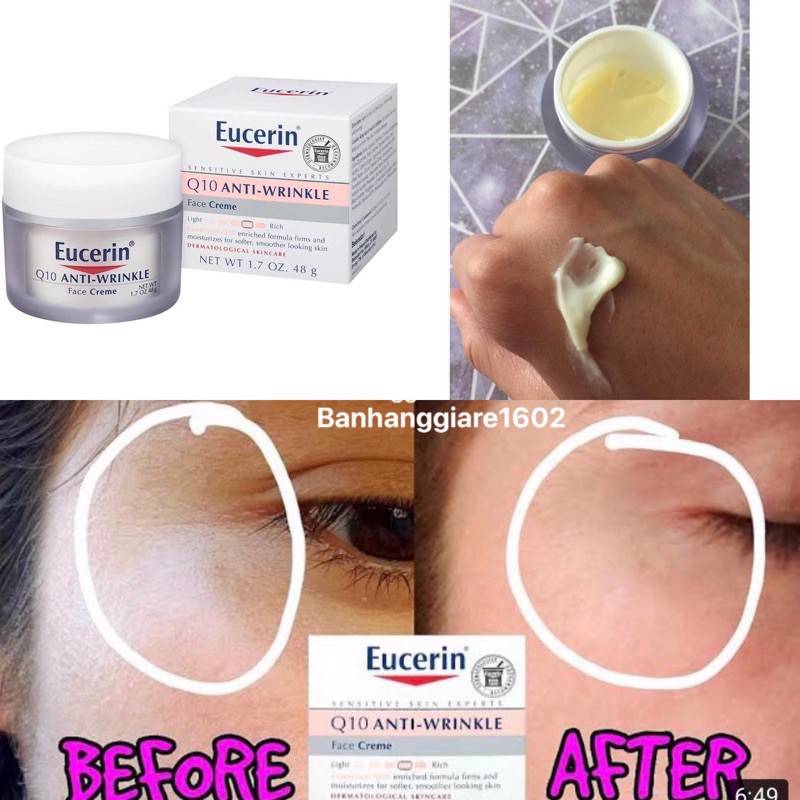 [HCM]Kem chống lão hoá chuyên sâu ban đêm chiết xuất Q10 Eucerin Q10 Anti-Wrinkle Cream 50ml