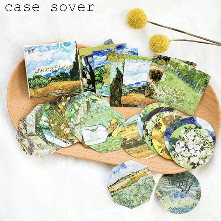 Hộp 45 sticker chủ đề tranh sơn dầu trang trí planner - case sover