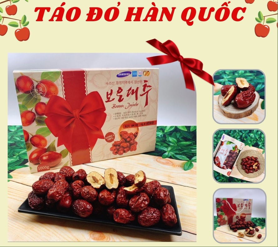 Táo đỏ sấy khô Hàn Quốc 1kg ( Hộp quà tặng nhập khẩu )