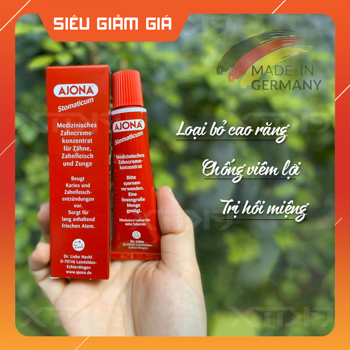 Kem đánh răng AJONA nội địa Đức 25ml loại bỏ cao răng và chống viêm lợi