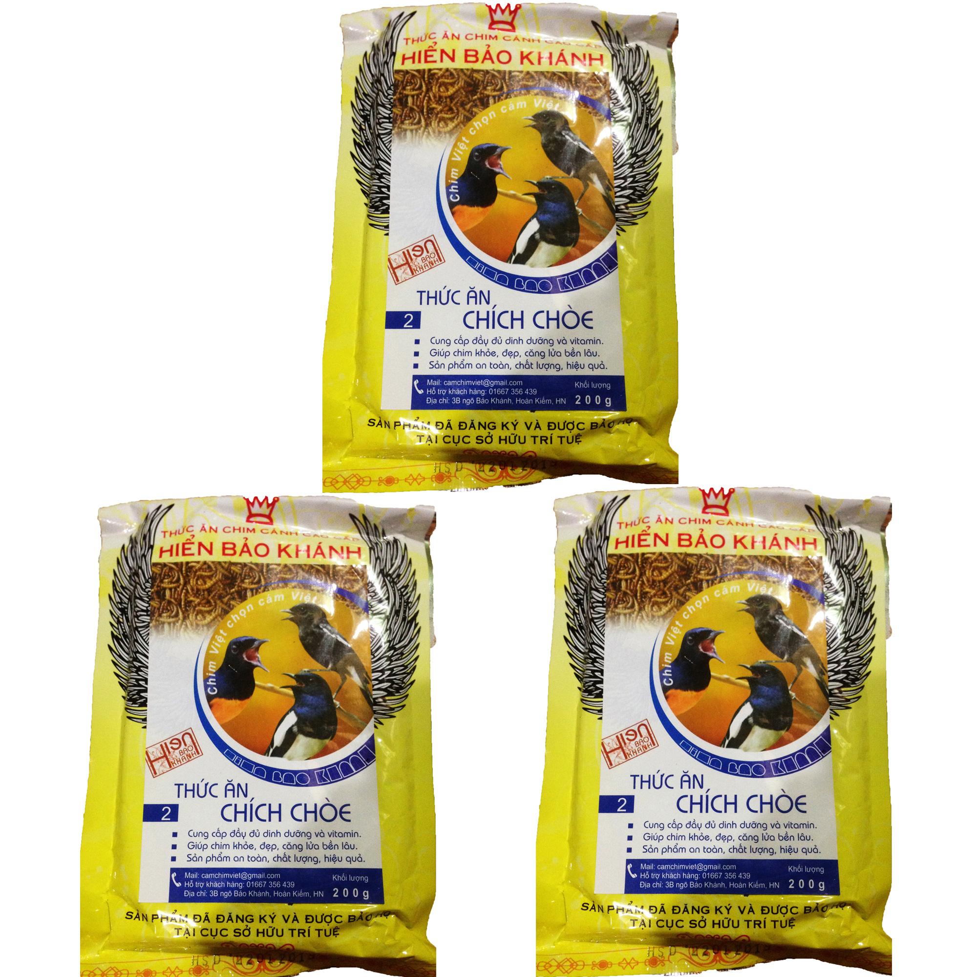 Combo 3 gói cám hiển bảo khánh chích chòe căng lửa 200g - thức ăn chim cao cấp