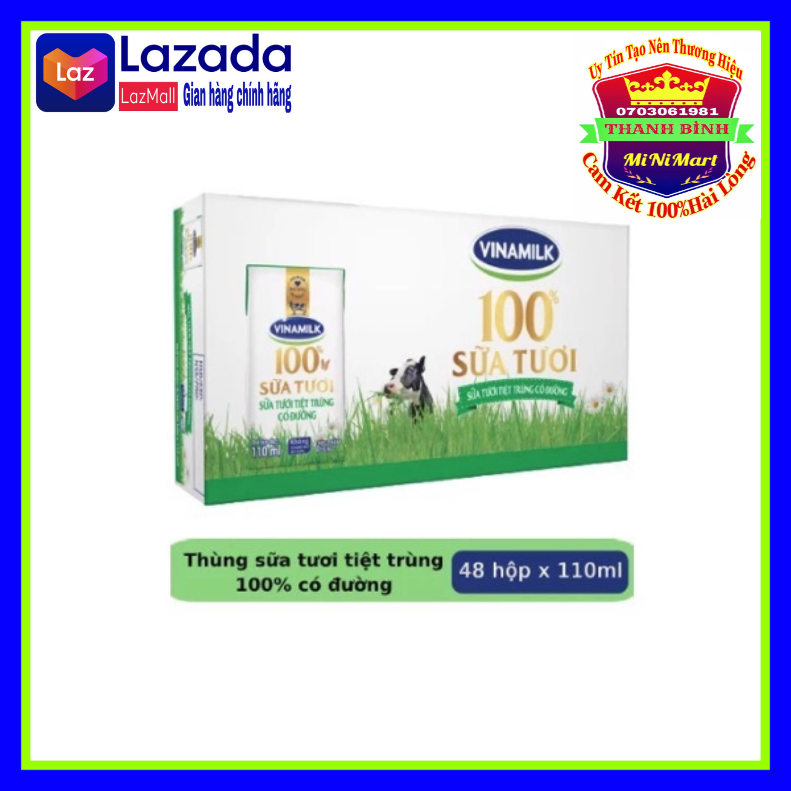 THÙNG 48 HỘP SỮA TƯƠI TIỆT TRÙNG CÓ ĐƯỜNG VINAMILK 110ml