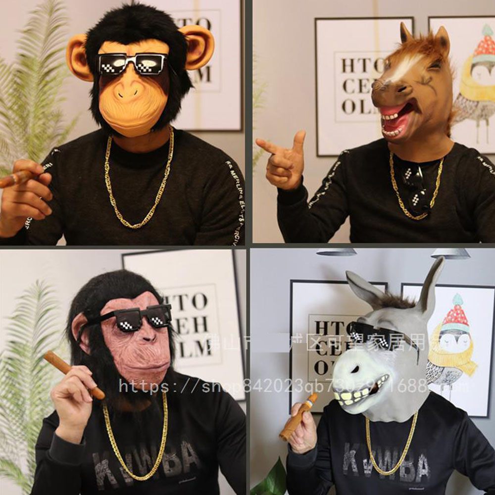 Mặt nạ Cosplay, Mặt nạ hình Ngựa, Khỉ, Lừa, Đồ chơi Cosplay động vật Silicon - Đồ Chơi Mùa Hè