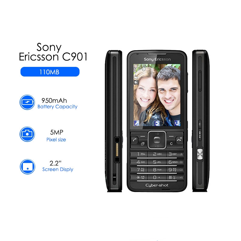 Sony ericsson c901 original unlocked phone 2.2' 3g 5.0mp landline phones