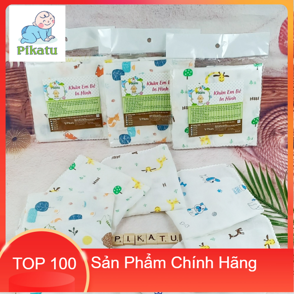 Combo 10 cái khăn xô hoa cho bé in hình 25x27 pikatu