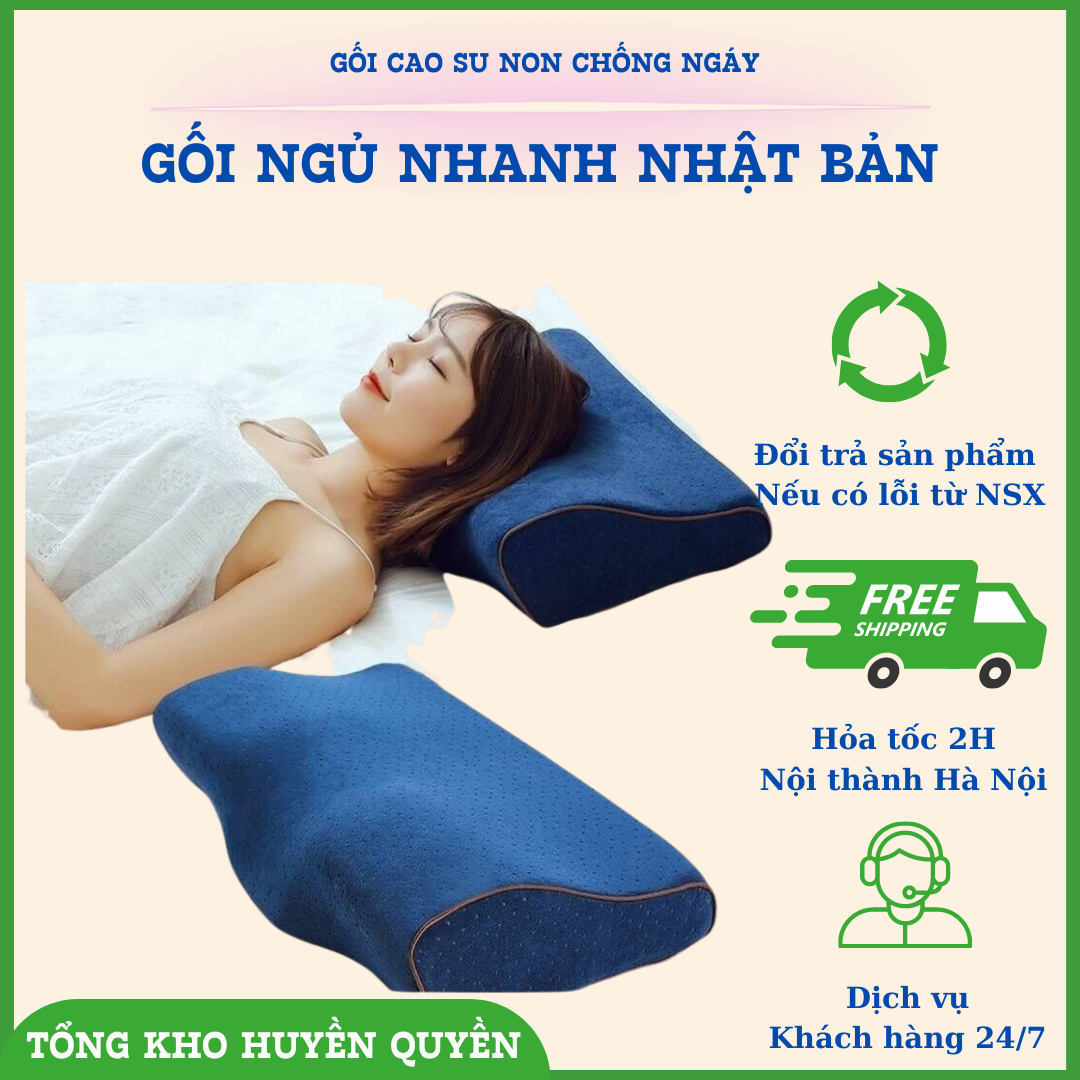 Gối ngủ nhanh nhật bản chống ngáy, đau nhức vai gáy, điều chỉnh đốt sống cổ, gối ngủ chống mỏi cổ, gối kê cổ, gối cao su non
