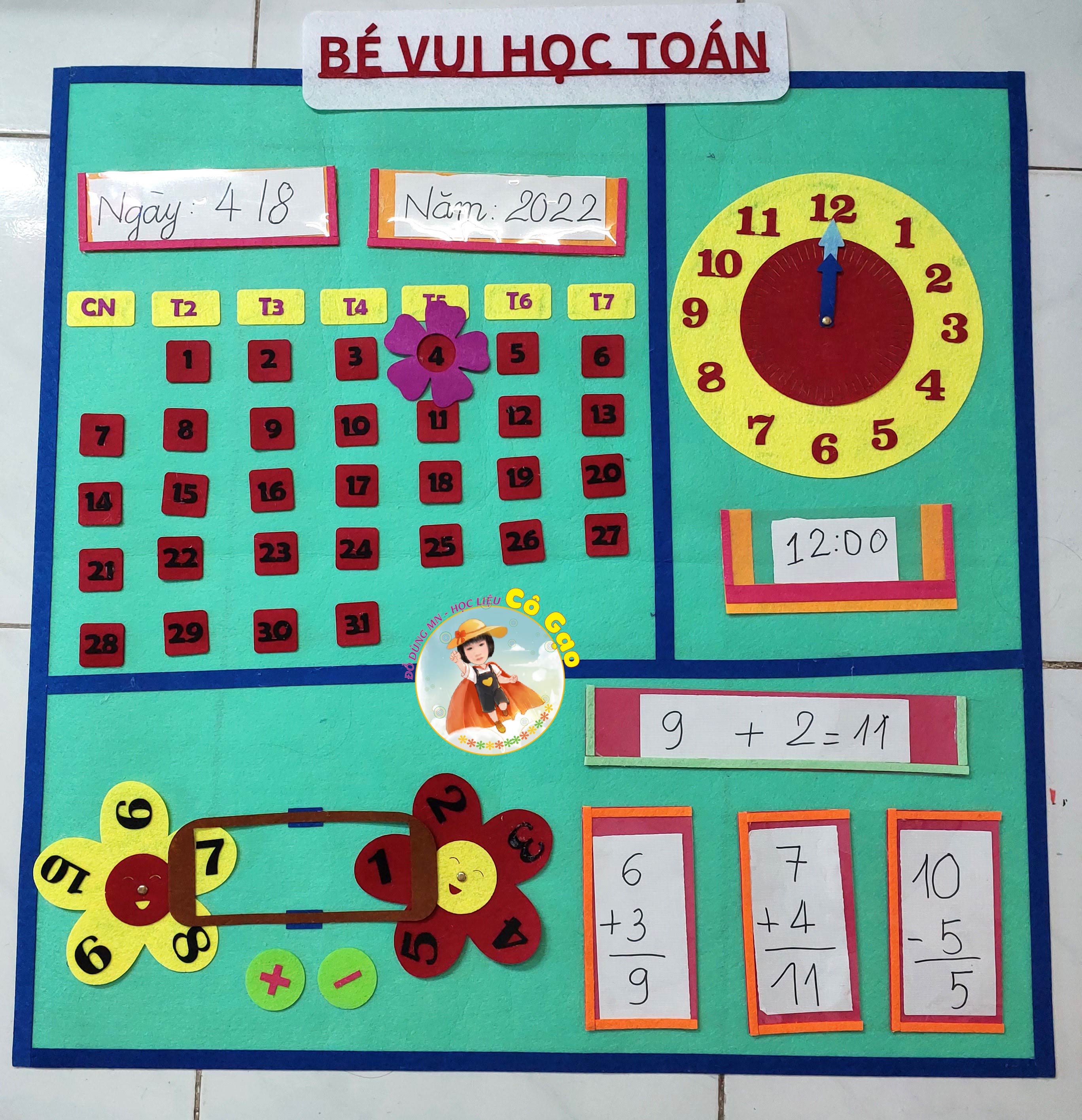 Góc toán mầm non khối lá vải nỉ