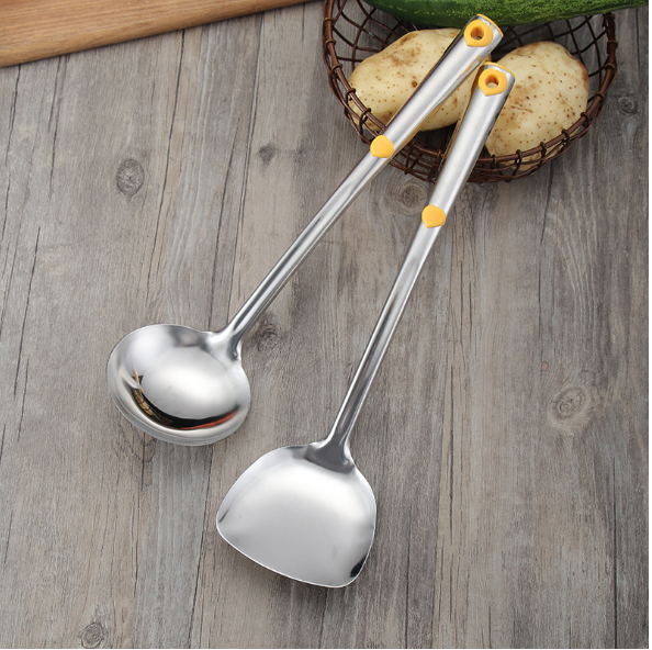 Combo xẻng+vá inox cán bọc nhựa chống nóng