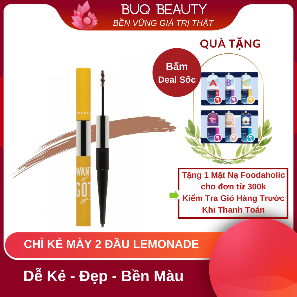 Chì kẻ chân mày 2 đầu lemonade want it got it dual eyebrow 2g + 2ml chuốt lông mày