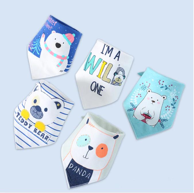Khăn yếm tam giác cotton 2 lớp cho bé