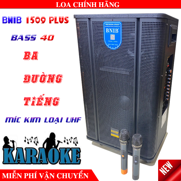SIÊU PHẨM LOA KÉO 3 ĐƯỜNG TIẾNG BNIB 1509 PLUS BASS 40 ÂM THANH ĐỈNH CAO, KÈM 2 MÍC KIM LOẠI UHF