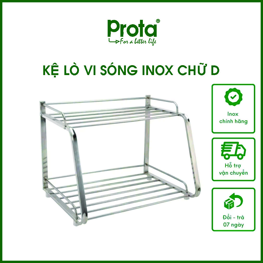 Kệ để lò vi sóng Prota inox chính hãng kiểu chữ D cao cấp, kệ lò vi sóng lắp ráp, độ bền cao