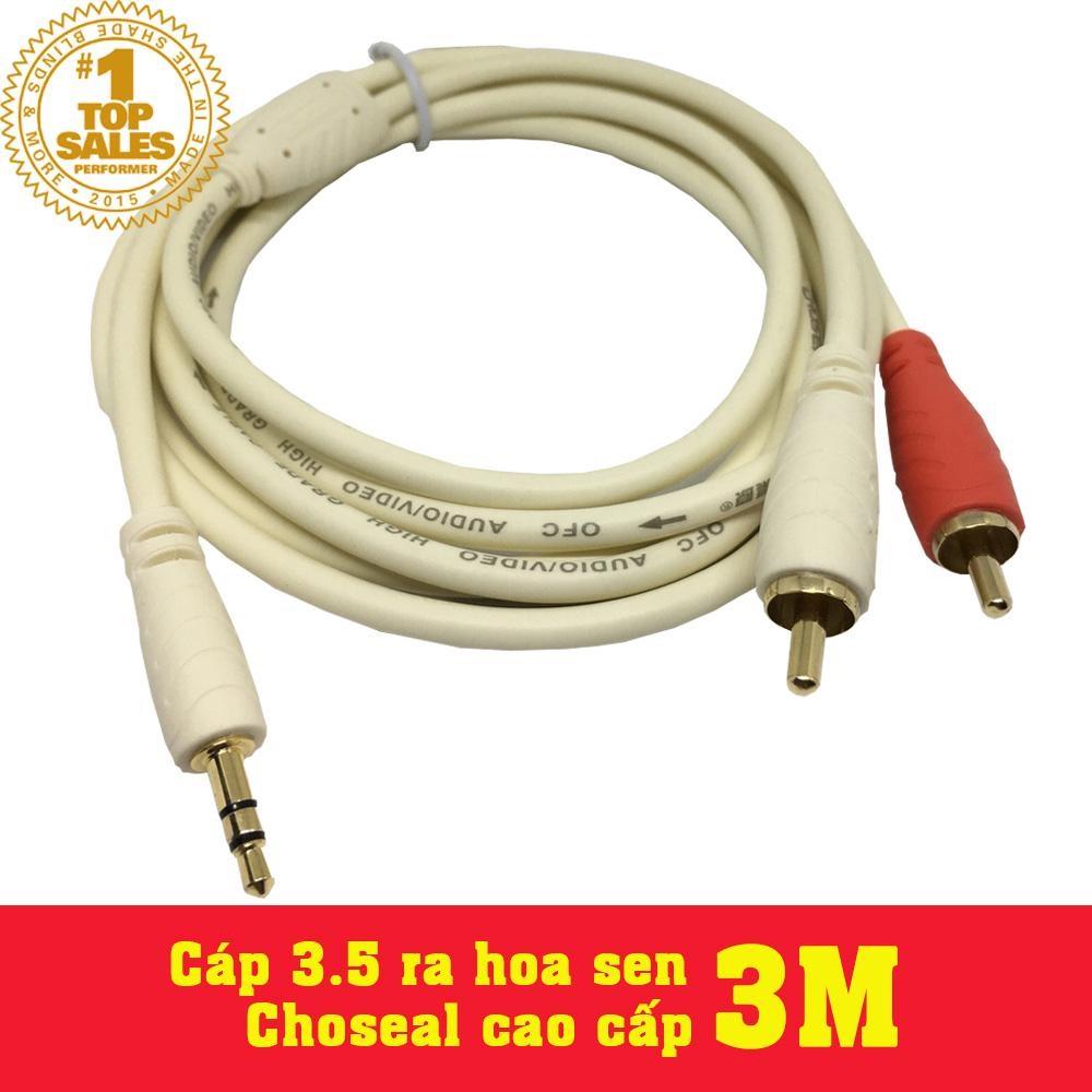 Cáp 3.5 ra hoa sen cao cấp dài 3m, dây đồng, jack mạ vàng 24k choseal
