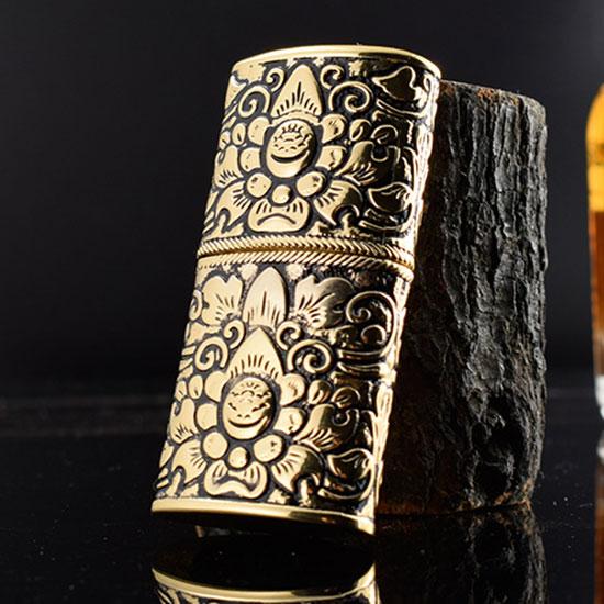 Hộp Quẹt Bật Lửa Xăng đá cổ điển hoa văn Kuboy K6200