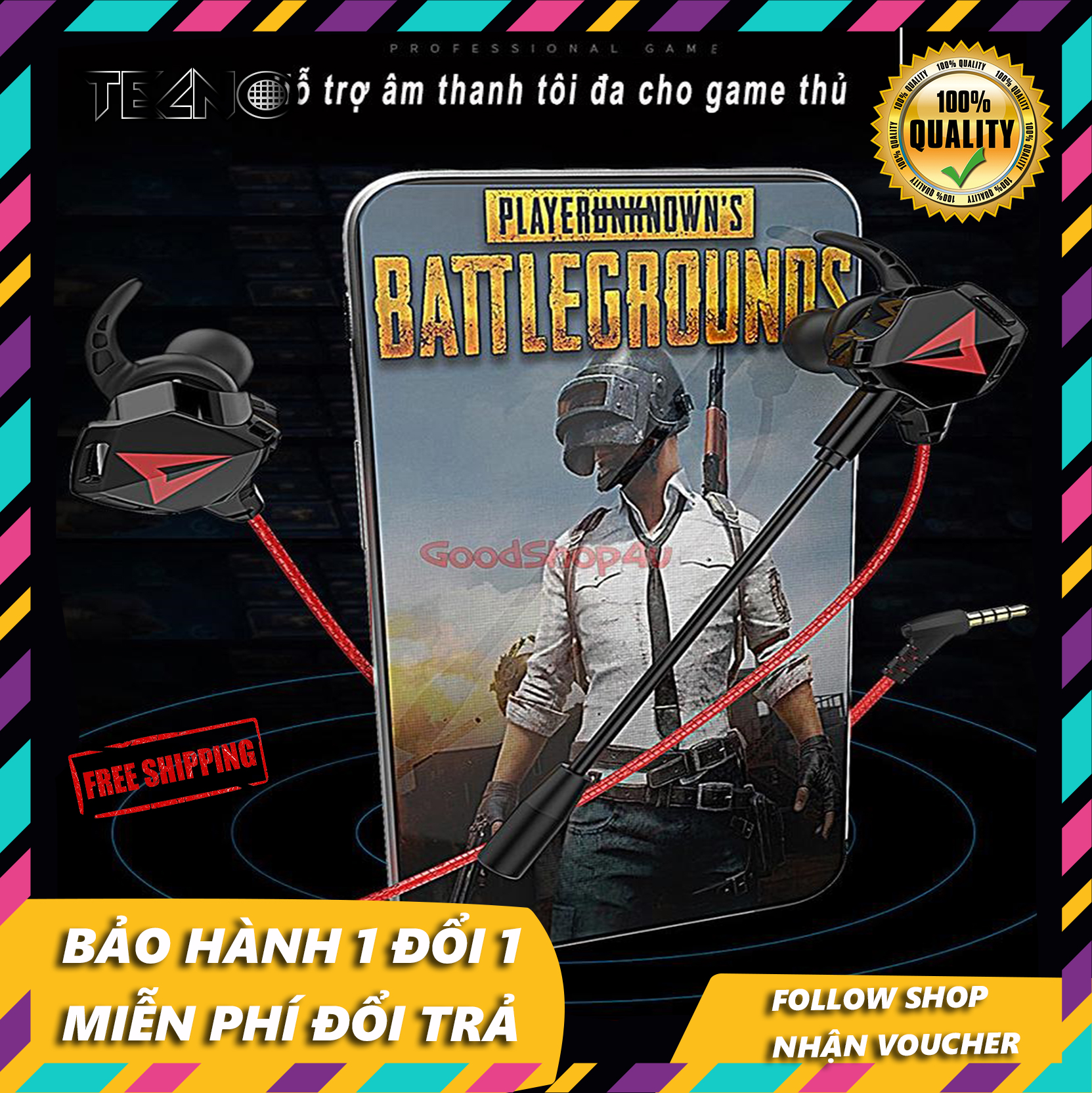 Tai nghe gaming, Tai nghe gaming có mic G901 jack 3.5mm, Tai nghe chơi game PUBG Mobile, Freefire cho điện thoại, tích hợp mic rời, tái tạo âm thanh chân thực