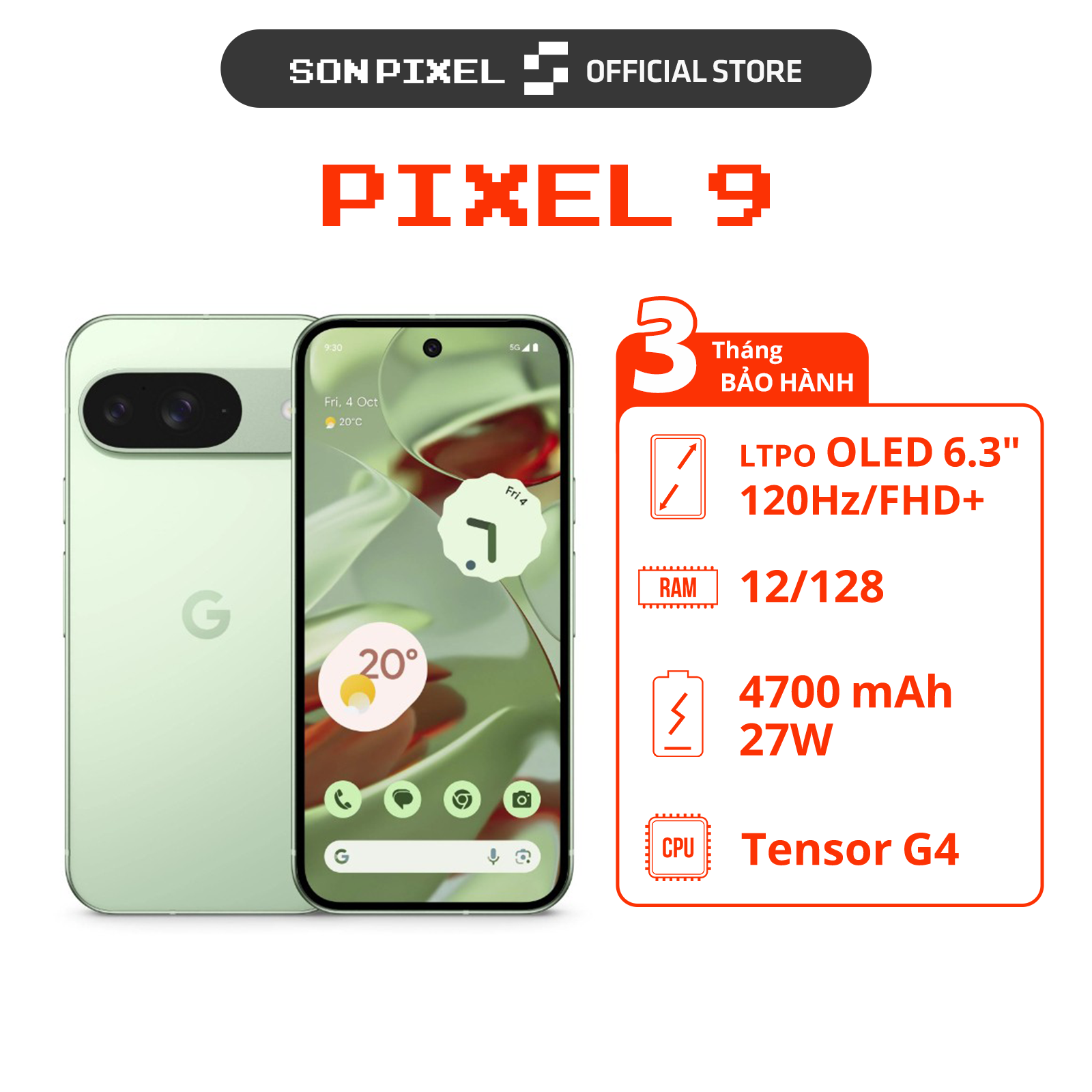  Điện thoại Google Pixel 9 5G RAM 12GB Vân tay siêu âm Chính hãng 