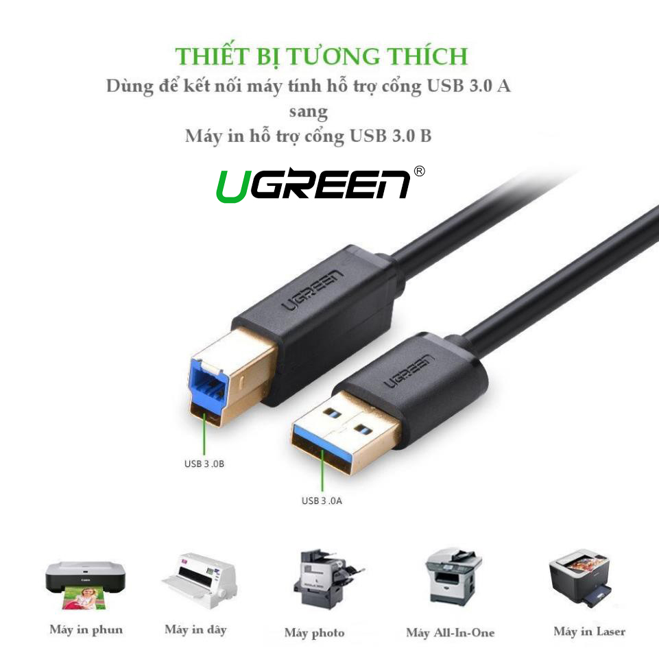 Cáp usb 3.0 am to bm dài 2m - ugreen 10372 chính hãng