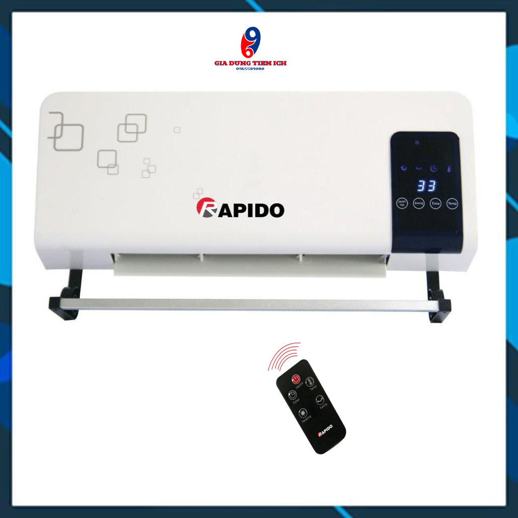 Máy Sưởi Gốm Điện Tử Rapido RCH2000-D – Điều Khiển Từ Xa