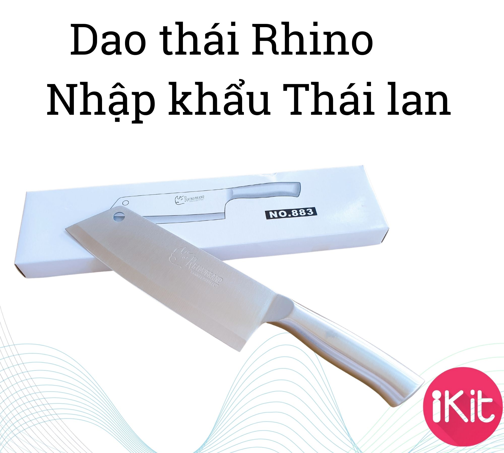 Dao thái thịt cán inox Rhino Thái Lan. Dao đúc liền nguyên chiếc bằng thép không gỉ có độ cứng cao. Dao cực sắc, dễ sử dụng.