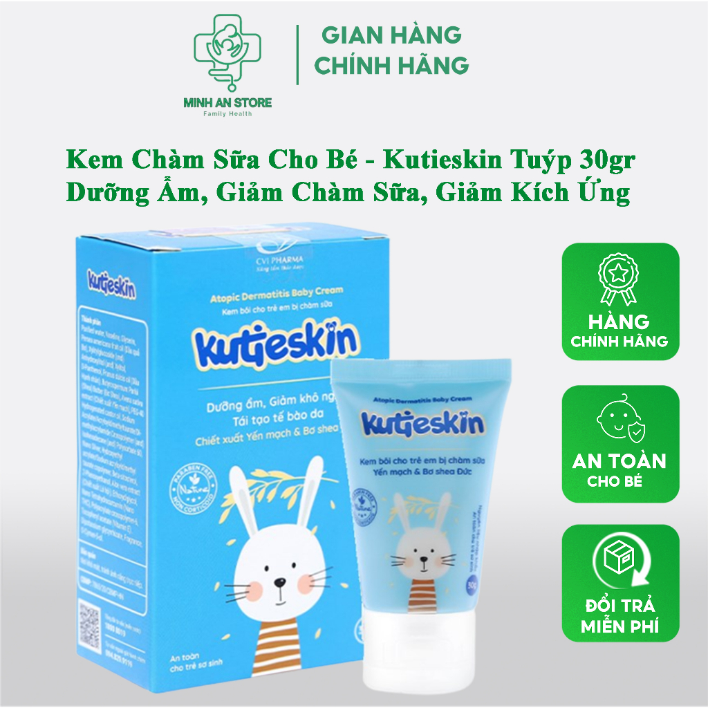 KUTIESKIN- Kem Chàm Sữa Kutieskin Cho Da Em Bé Bị Chàm Sữa, Tuýp 30gr