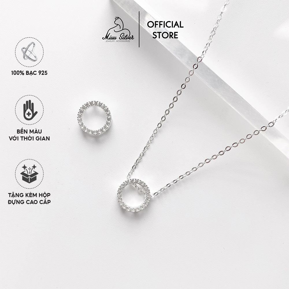 Dây chuyền bạc Miuu Silver, vòng cổ nữ mặt tròn đính đá sang trọng Blink Circle