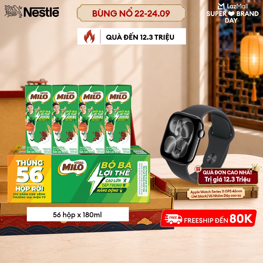 [Phiên bản ống hút 4 chiều] Thùng Sữa lúa mạch Nestle MILO 56 hộp rời 180 ml