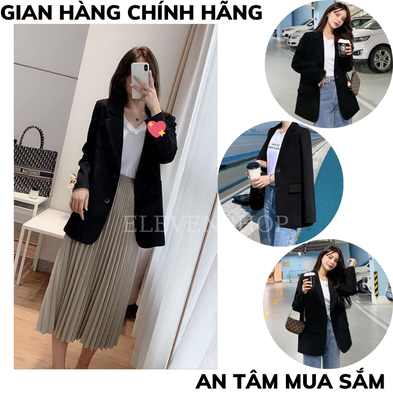 Áo blazer nữ khoác blazer dài tay ĐEN phong cách hàn quốc chất liệu tuyết mưa ELEVENSHOPáo khoác balzer vets nữ ,áo khoác nữ ,áo blazer ulzzang, áo vest hàn quốc đi học, áo vest công sở, áo vest nữ, áo vest blazer nữ