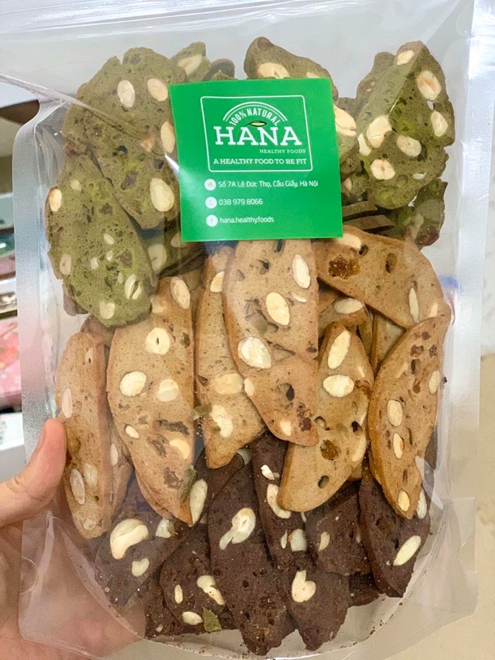 Bánh Biscotti nguyên cám - Mix 3 vị trà xanh, vani, chocolate 500gr