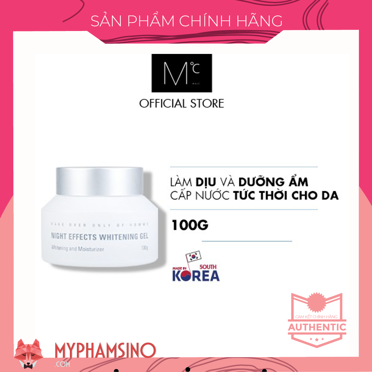 Kem dưỡng MdoC Night Effects Whitening Gel 100g