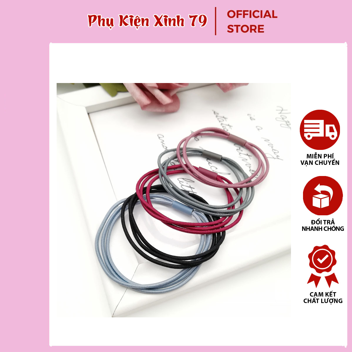 Combo 5 dây cột tóc trơn - thun buột tóc trơn nhiều màu 3 sợi co giãn bền dai, dây cột tóc hàn quốc không gây rối, chun cột tóc nhiều màu co giãn tốt bền đẹp❤️phụ kiện xinh 79
