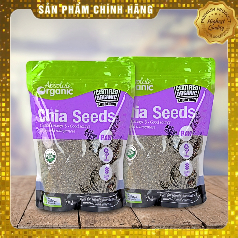 Hạt Chia Úc 1kg Absolute Organic Chia Seeds Nhập Khẩu Chất Lượng
